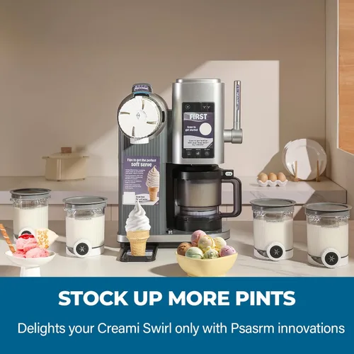 Vista 2 de Paquete de 2 tazas y tapas Swirl Ice Creami para fabricantes de helados, contenedores NC700 para fabricantes de helados, accesorios para tazas