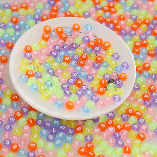 Vista 4 de ToBeIT 800 cuentas de números acrílicas redondas de colores mixtos para hacer joyas de bricolaje (color transparente)