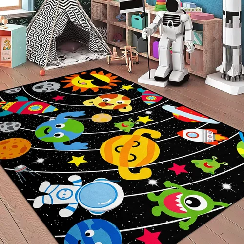 Vista 14 de Alfombras espaciales para dormitorio, alfombra Galaxy para habitación de niños, alfombras para sala de juegos, alfombra del sistema solar, 2 x 3 pies