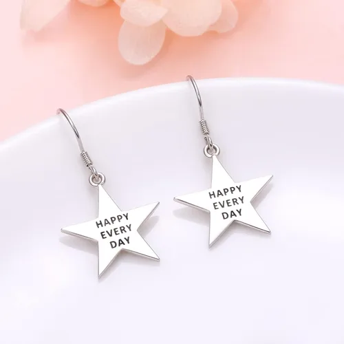 Vista 2 de 925 Sterling Silver Dangle Drop Earrings Star Heart Earrings Gifts for Women