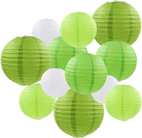 Vista 13 de 10 linternas de papel blanco para decoración de fiesta, 16 pulgadas, grandes, de papel redondo chino, para colgar, linternas gigantes