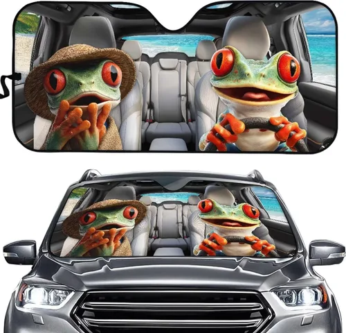 Vista 8 de SEANATIVE Parasol divertido para parabrisas de automóvil, protección contra rayos UV, protector de ventana delantera, diseño de ojos enojados