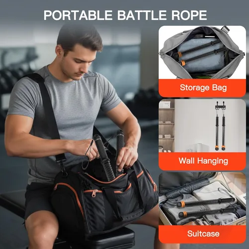Vista 7 de Cuerdas de batalla sin cuerda de AddWin, cuerdas de entrenamiento con peso mejoradas para hombres y mujeres, gimnasio en casa y entrenamientos HIIT