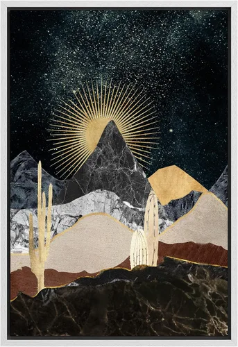 Vista 22 de SIGNFORD Lienzo enmarcado para pared, camino del desierto con cactus, naturaleza silvestre, ilustraciones modernas, arte decorativo, rústico