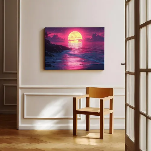 Vista 8 de Synthwave Retro Futurism Wall Art – Surreal Geometric Landscape Canvas – Unique Aesthetic Poster for Office Or Living Room Poster Print for Teen