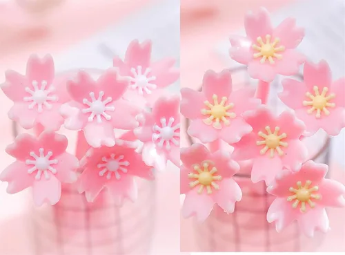 Vista 2 de YYaaloa 12 bolígrafos de tinta de gel con flores rosas lindas, bolígrafos de 0,5 mm de tinta negra, divertidos bolígrafos kawaii a granel