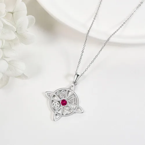 Vista 17 de YAFEINI Collar con dije de nudo de bruja de plata de ley, amuleto de bruja de cruz celta, regalo para mujer