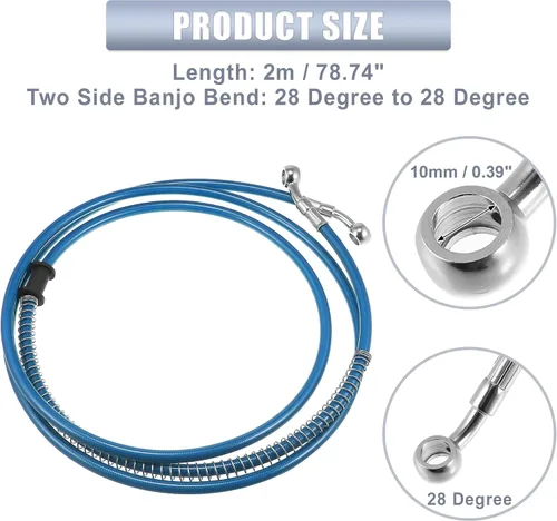 Vista 4 de Motoforti 78.74 pulgadas de longitud 0.394 in ID motocicleta línea de freno hidráulico tubo de manguera de aceite de acero inoxidable trenzado cable