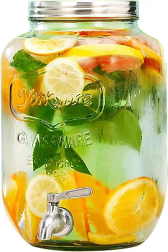 Vista 20 de Dispensador de bebidas de vidrio con espita sin fugas, dispensador de agua, contenedor de jugo para el hogar, dispensador de bebidas frías perfecto