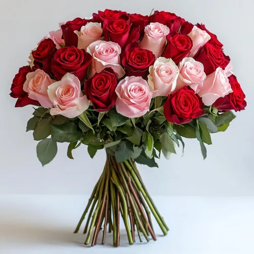 Vista 3 de GlobalRose Ramo de 50 rosas surtidas, rosas de origen responsable, flores frescas, ramo fresco de flores seleccionadas a mano para el día