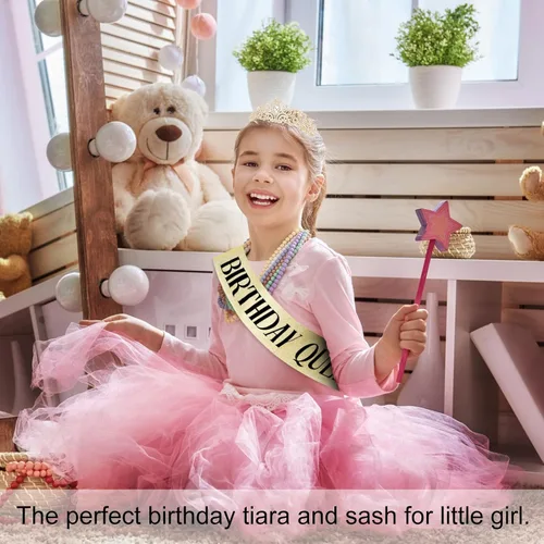 Vista 4 de CIEHER Kit de corona y banda de cumpleaños - Tiaras y coronas para mujer, aleación