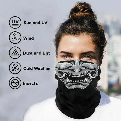 Vista 3 de Máscara facial pasamontañas medio bandana cuello polaina sol polvo protección contra el viento diadema sin costuras para mujeres hombres equitación