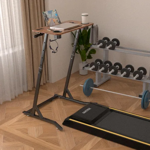 Vista 8 de OrigoDeco Escritorio de ciclismo de interior, escritorio de pie ajustable para almohadilla para caminar, escritorio de entrenamiento de bicicleta