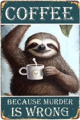 Vista 12 de Cartel de metal con texto en inglés «Black Cat Coffee Because Murder Is Wrong», vintage, para dormitorio, hogar, cocina, hotel, bar, cafetería