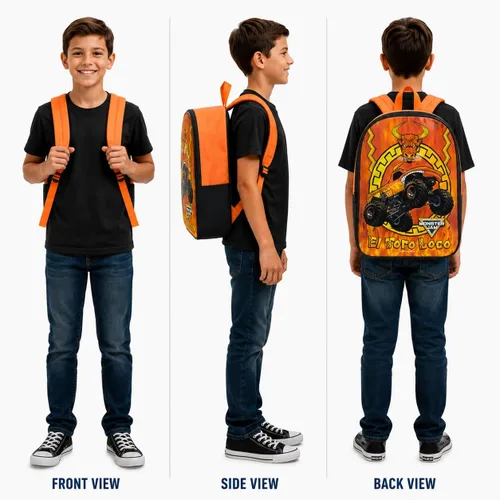 Vista 6 de Fast Forward Mochila Monster Jam - Mochila Monster Truck para niños El Toro Loco