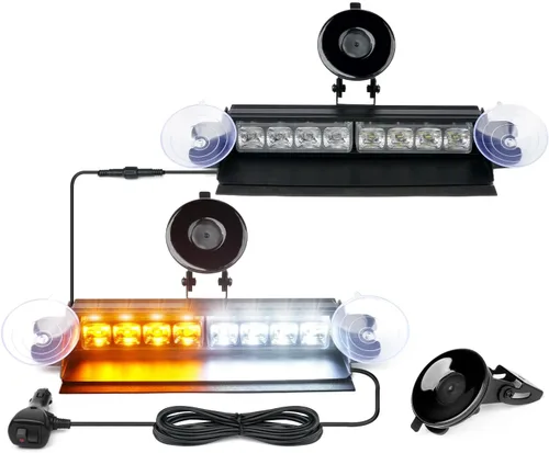 Vista 18 de Xprite Luces Estroboscópicas de Emergencia Ámbar para Tablero, Luz Intermitente Interior del Parabrisas con Ventosas para Camiones de Construcción