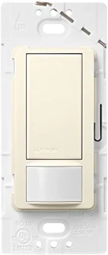 Vista 28 de Lutron Maestro Interruptor de luz con sensor de movimiento y placa de pared para baño, garaje, lavandería, cualquier bombilla, sensor de ocupación