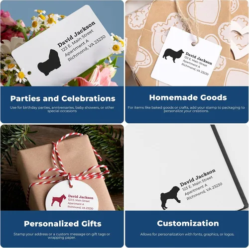 Vista 15 de Airedale Terrier Address Stamp, Custom Airedale Terrier Hand Stamp for Dog Lovers, Duo Rubber Return Address for Pet Owners Montaje manual Duo