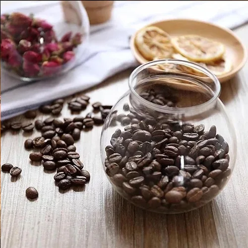 Vista 7 de Tarro de vidrio esférico de 17 onzas con tapa de corcho hermético, tarro de vidrio de cocina para conservar y almacenar dulces, té, café, especias