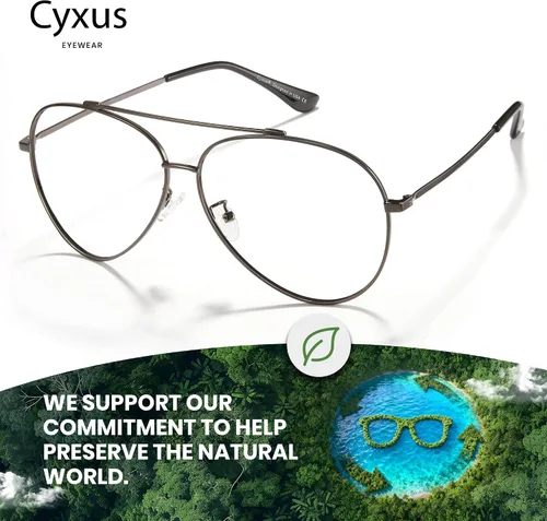 Vista 6 de Cyxus Davos French Ma-con Style Aviator Glasses Blue Light Blocking Eyeglasses for Computer UV Protection Anti Eyestrain 8805