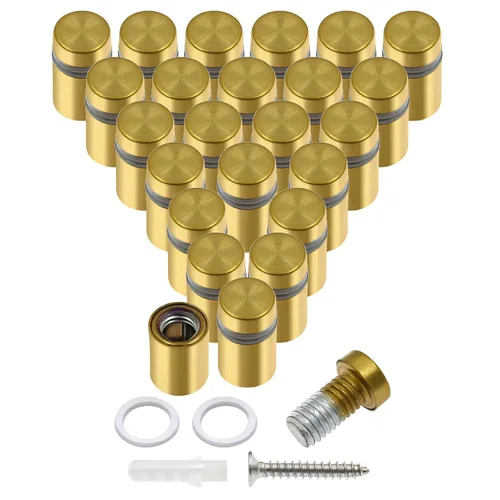 Vista 55 de Luomorgo 12 piezas tornillos separadores de acero inoxidable de 1" x 1", herrajes de montaje para letreros de pared, separadores de vidrio