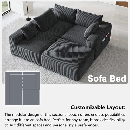 Vista 9 de 108" Cloud Couch Modular Sectional Sofa for Living Room, L Shaped Boneless Couch with Deep Seat Chaise, No Assembly Required Foam Sleeper Sofa for