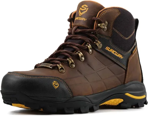 Vista 8 de SUREWAY Botas de trabajo impermeables de acero y punta suave de 6 pulgadas para hombre, botas de seguridad de cuero antideslizantes