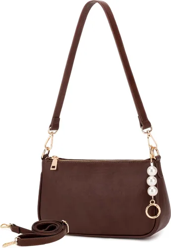 Vista 13 de Travistar Bolso de hombro para mujer pequeño – Bolso cruzado de cuero vegano, bolsos Hobo lindos bolsos de mano con 3 correas