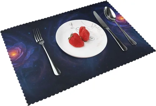 Vista 16 de Juego de 4 manteles individuales rectangulares, resistentes al calor 3D isométricos impresos para cocina y comedor