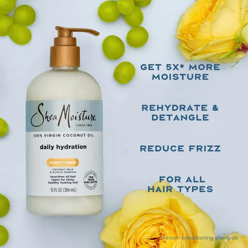 Vista 5 de SheaMoisture Acondicionador de Hidratación Diaria con Aceite de Coco 100% Virgen 13 fl. oz.