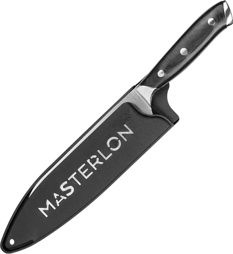 Vista 2 de Triple Rivet Collection Hoja de acero inoxidable, cuchillo Santoku de 7 pulgadas, negro