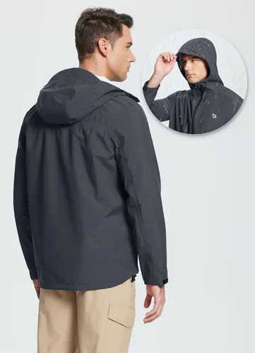 Vista 2 de BALEAF - Chaqueta impermeable para hombre, rompevientos, plegable, transpirable, ligera, resistente al viento, para senderismo, al aire libre