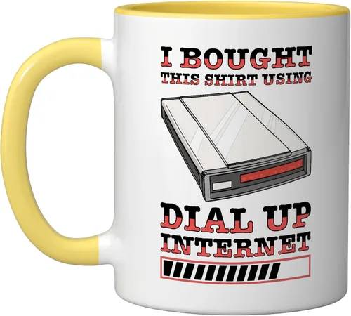 Vista 9 de 90s Nostalgia Retro 90s Dial Up Internet Vintage Ceramic Mug, Black/White