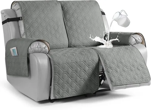 Vista 30 de VANSOFY Funda impermeable para sofá reclinable, lavable, funda para sofá reclinable de 1 pieza, protector de muebles con correas elásticas, bolsillo