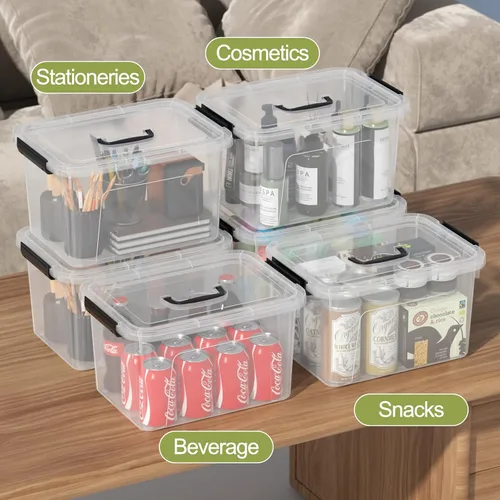 Vista 5 de Juego de 6 cajas transparentes con asas (10 litros)