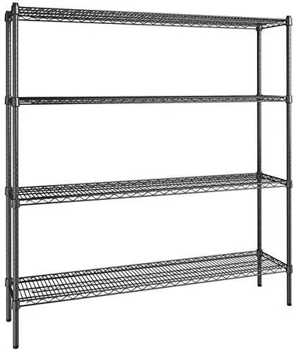 Vista 282 de Kit de 4 estantes de epoxi verde NSF de 21 x 72 pulgadas con postes de 86 pulgadas, estantería de almacenamiento resistente, kit de estantería