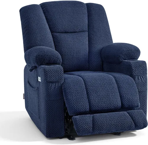 Vista 13 de MCombo Zero Gravity Silla Reclinable Eléctrica con Masaje de Calor y Vibración, Silla Reclinable con Puertos USB y Tipo C, Portavasos para Sala
