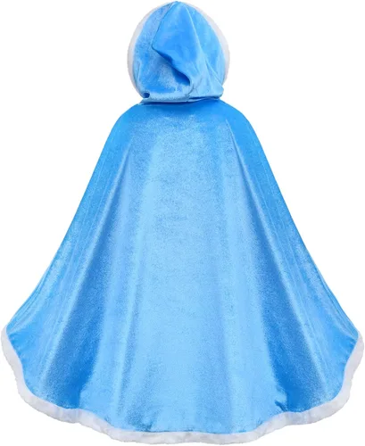 Vista 4 de Party Chili Fur Princess Hooded Cape Cloaks Costume for Girls Dress Up