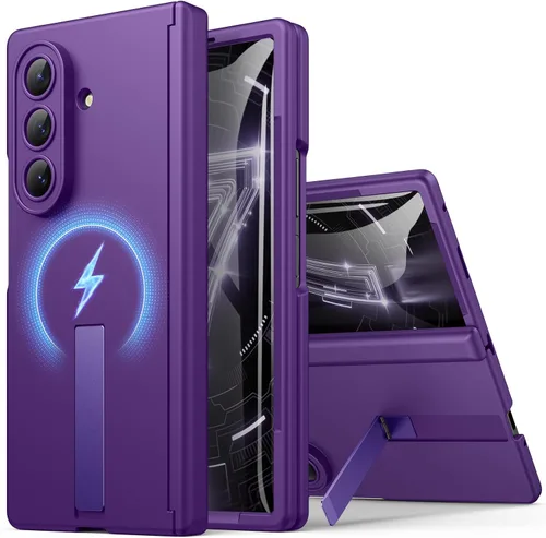 Vista 21 de BXYJY Funda para Samsung Galaxy Z Fold 7 con soporte, protector de pantalla frontal, protección de bisagra, delgada y resistente, cubierta dura