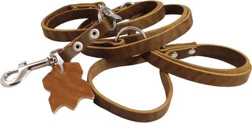 Vista 4 de Correa de perro de cuero multifuncional europea de 6 vías, correa ajustable Schutzhund de 49"-94" de largo, 3/8" de ancho (0.394 in) Cachorros
