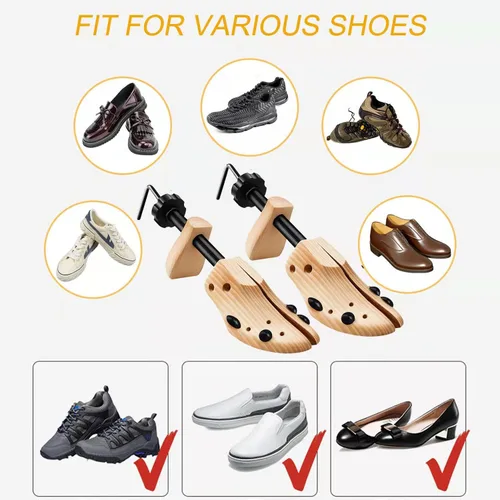 Vista 6 de Demarzily Estirador de zapatos de madera de 2 vías, estirador de zapatos de tamaño grande para hombres y mujeres, ajuste de longitud y ancho