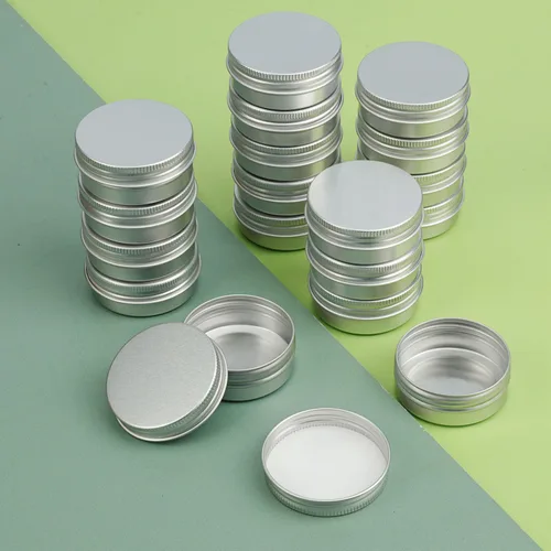 Vista 4 de 150 latas de aluminio de 1 onza con tapas de rosca, lata de metal redonda con tapas de rosca, latas redondas de 1 onza con tapa para cosméticos