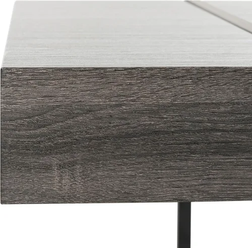 Vista 4 de SAFAVIEH Home Collection - Mesa de centro rectangular moderna Tristan con parte superior de madera negra y base de metal negro, mesa minimalista