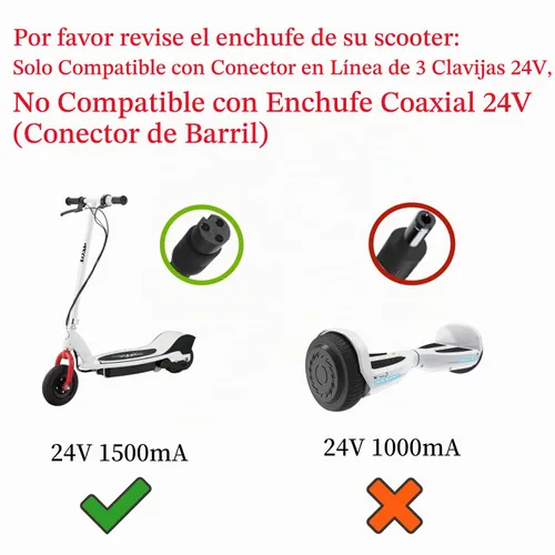 Vista 2 de EGK - Cargador de repuesto de 24 V de 6.6 pies para Razor MX350 MX400 E300 E200 E150 E125 E100 Scooter, Dirt Bike, Quad ATV, Bolsillo, Deportes Mod
