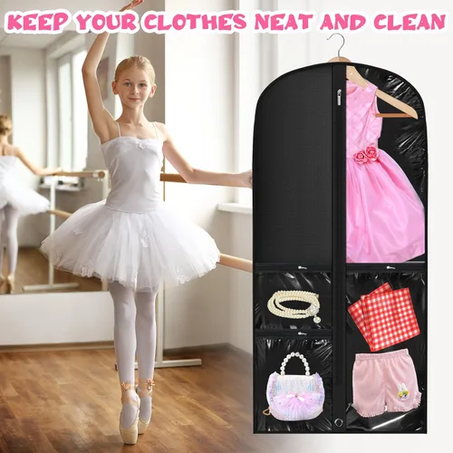 Vista 4 de Paterr 10 piezas de 50 pulgadas transparente para disfraces de baile, bolsa de ropa de plástico para competiciones de baile, con cremallera
