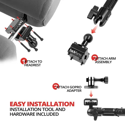 Vista 3 de Tackform Soporte para reposacabezas para GoPro y otras cámaras de acción, 10.75 pulgadas