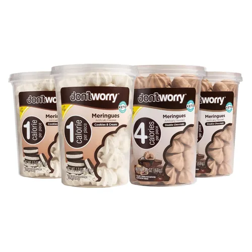 Vista 9 de Don't Worry Galletas de merengue Doble sabor a chocolate y galletas y crema Dulce bajo en azúcar con 4 calorías por unidad Postre keto