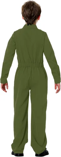 Vista 7 de AOBUTE Mono de color sólido para niños con bolsillos de 3-14 años Verde militar