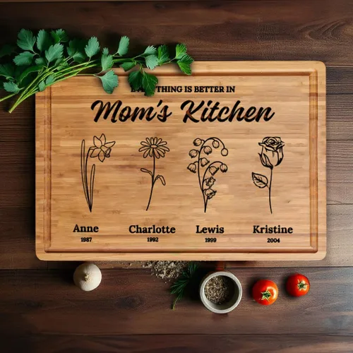 Vista 7 de Regalos de Navidad personalizados para mamás y abuelas, regalo de Navidad personalizado con diseño de flores de jardín, regalo de cocina perfecto