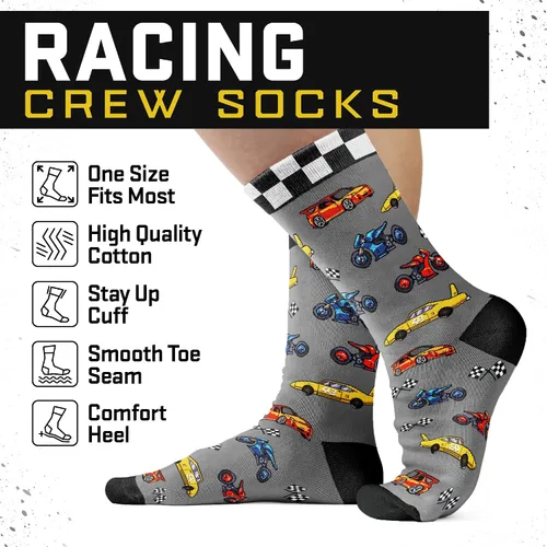 Vista 6 de VICRAZY F1 Racing Car, calcetines deportivos para hombres y mujeres, regalos de Fórmula 1, calcetines de carreras, rellenos de calcetines
